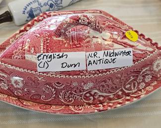 ENGLISH MIDWINTER RED DISH WITH LID
