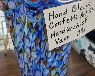 HAND BLOWN CONFETTI HANDKERCHIEF VASE