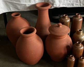 Collectionof redware jars and bottles