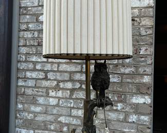 MARBRO Bronze owl lamp with original shade