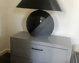 Laminate night stand, 1980's lamp