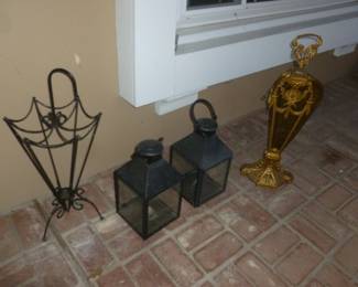 umbrella stand, fireplace fan, etc