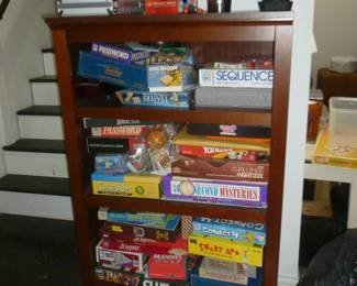 games, shelves