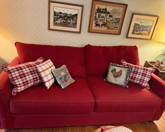 great red sofa