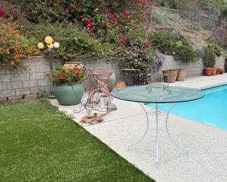 misc out side tables and pots