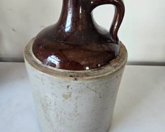 Two toned stoneware whiskey jug