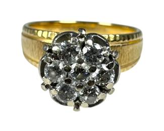 14kt Two Tone Diamond Cluster Ring