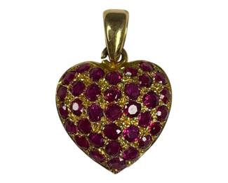 22kt Yellow Gold Ruby Heart Pendant