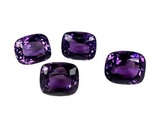 Set of 4 Loose Cushion Amethyst 11 CTTW Gemstones