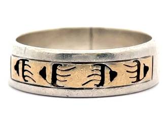 Designer P. Skeet Native American Textured Inlay Ring