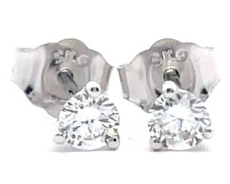 NEW! 0.25 Carat Diamond Round Solitaire Stud Earrings in 14k White Gold 