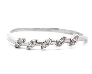 NEW! 0.10 Carat Diamond Leaf Stacking Ring in White Gold