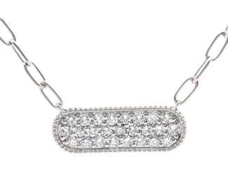 NEW! 1.50 Carat Pavé Diamond Bar Pendant Necklace