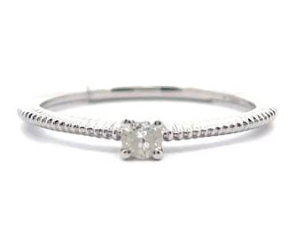 Petite 0.11 Carat Diamond Solitaire Ribbed Texture Ring in 14k White Gold