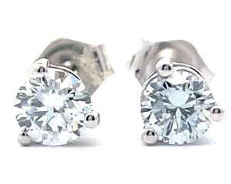 NEW! 0.50 Carat Round Diamond Solitaire Stud Earrings in 14k White Gold