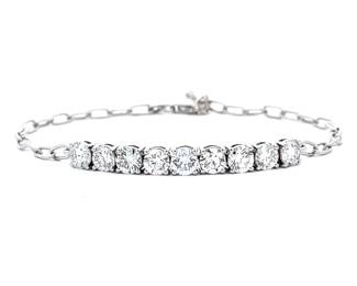 3.15 Carat Diamond Half Tennis Bracelet w/ Adjustable Paperclip Chain