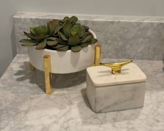 Vintage white marble trinket box