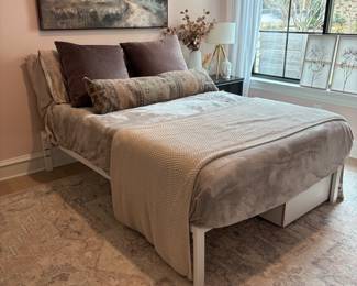 Full bed frame w/ mattress storage cart