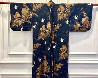 Dark Blue crane kimono