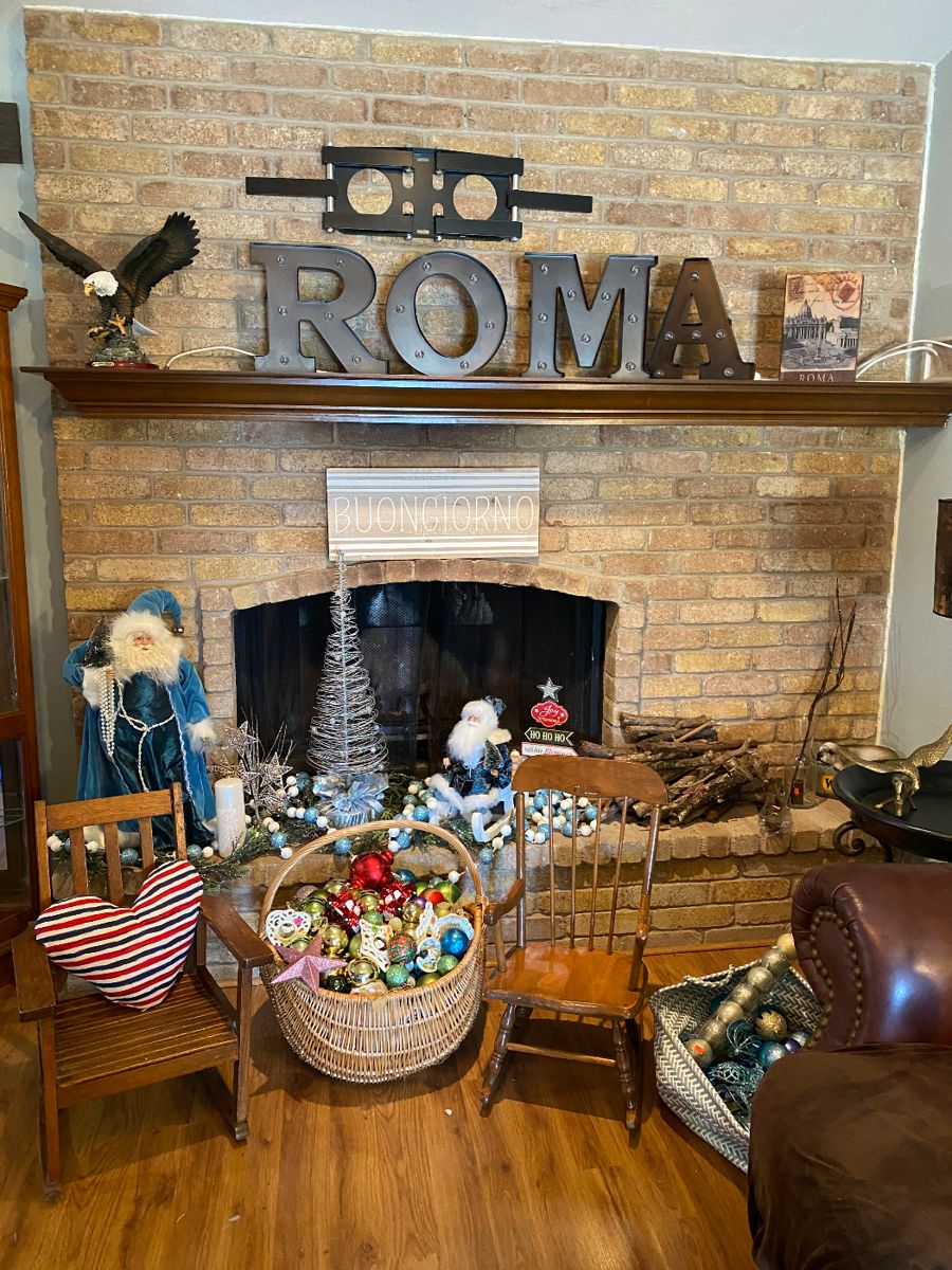 Christmas Decor and Antique Childs Rockers