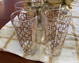 Gold Trimmed MCM Style Glassware