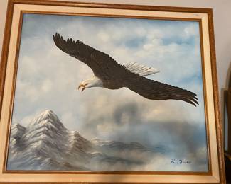 Original Oil Eagle Painting by R.Finch
