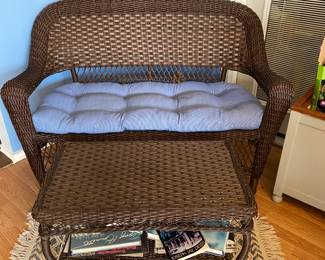 Brown Wicker Love Seat