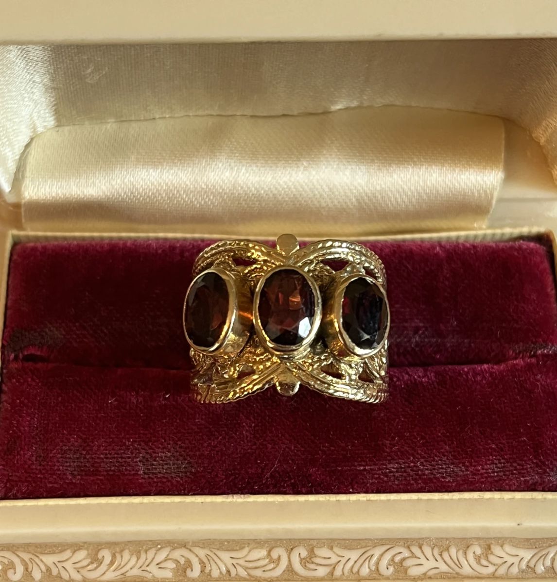 14K Yellow Gold and Garnets