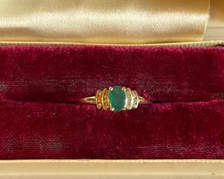 10K Yellow Gold Emerald Diamond