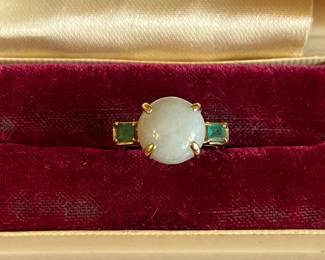 14K Yellow Gold Opal and Emerald