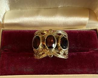 14K Yellow Gold and Garnets