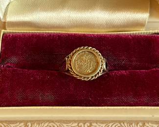 10K Yellow Gold Coin Ring