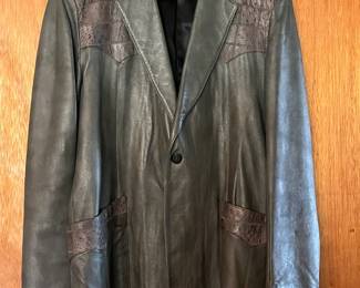 Scully California Smooth Gray Leather and Ostrich Men's 44 Long Western Jacket 