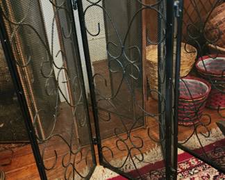 One of three fireplace screens