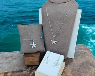 Marine Life Starfish Necklace, Bracelet  Earring Set 