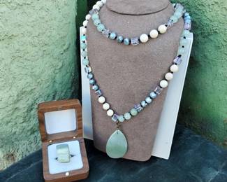 Larsonite Ring Adventurine Necklace  Tested 