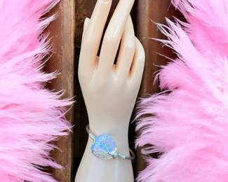 Opal Heart Wire Wrapped Bracelet 