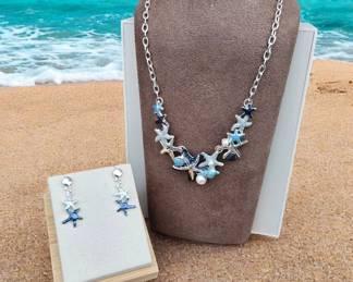 Starfish Necklace Earrings Set