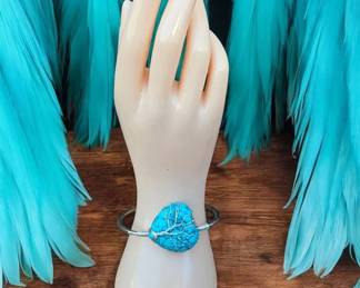 Turquoise Heart Wire Wrapped Bracelet