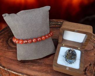 Dragon Blood Agate Stick Agate Ring  Bracelet  Tested