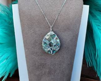 Tree Of Life Abalone Necklace Wire Wrapped