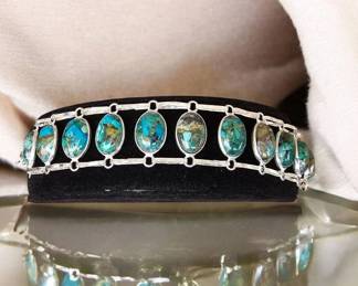  03 Copper Chrysocolla Toggle Bracelet Tested