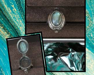 Fiery Labradorite Poison Secret Compartment Ring Tested  See Video