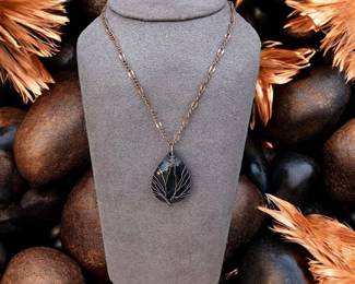 Tree Of Life Black Onyx Wire Wrapped Necklace Tested