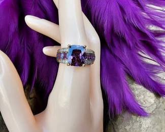 Purple Amethyst Cocktail Ring Stunning  Tested