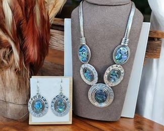 Abalone Necklace Earring Set