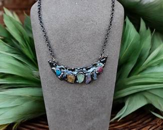 Crescent Moon Necklace With Stones Tested