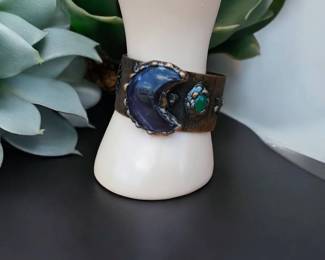 Copper Amethyst Moon Jade Bracelet  Tested 