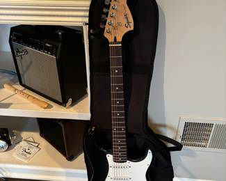 Squier Guitar, Case, Amp