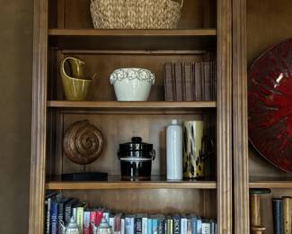 Books, Decor, Steins on Shelves 